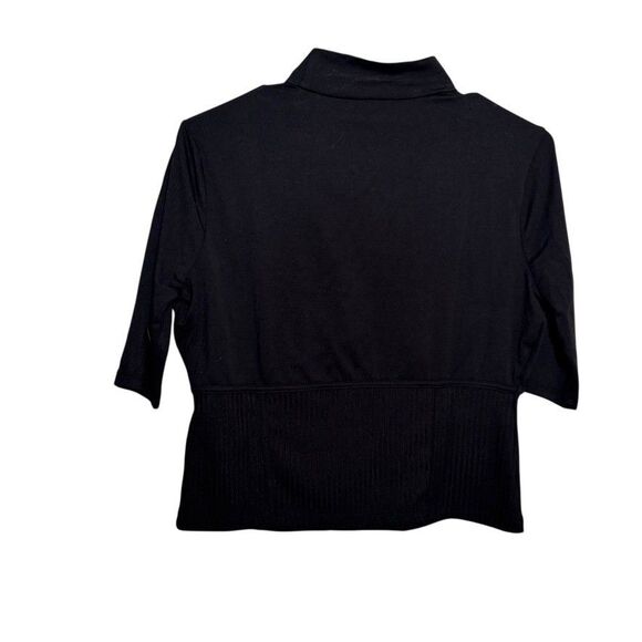 Guess T-Shirt Women's Large Black Cropped Short Sleeve Solid Mixed Media NWT - Picture 5 of 9